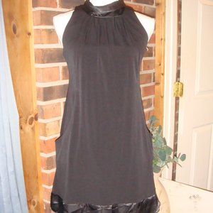 Teeze Me Black Satin Halter Tie Neck Dress S